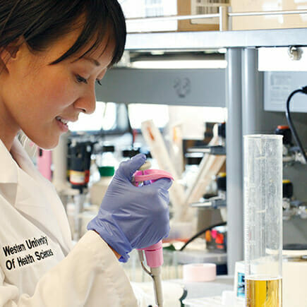 Student in research lab