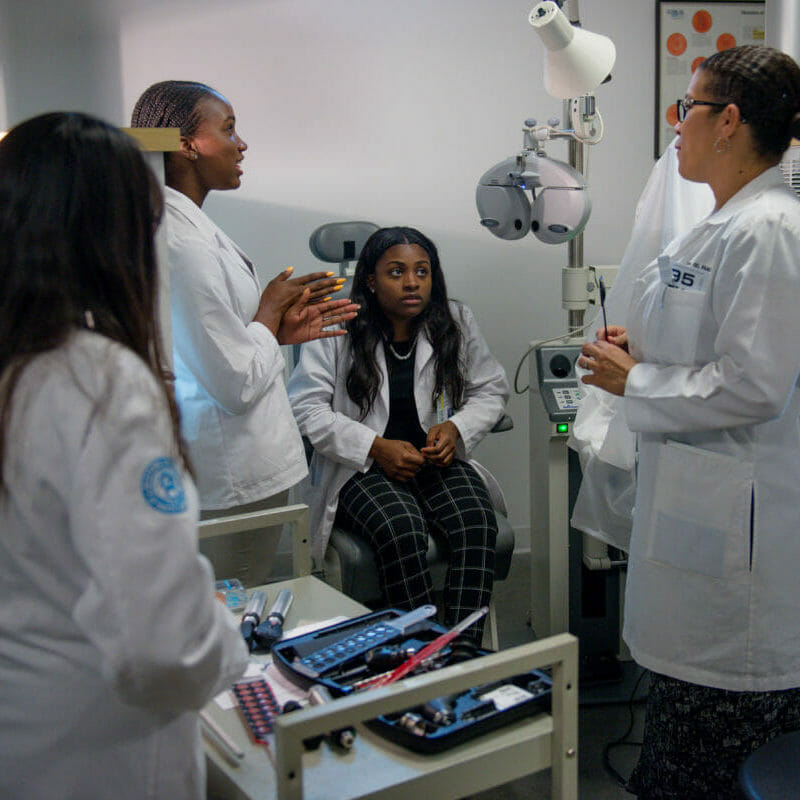 SHPEP students gain hands-on experience at the College of Optometry Clinical Procedures room