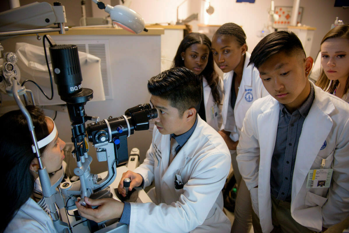 SHPEP students gain hands-on experience at the College of Optometry Clinical Procedures room